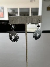 Women Fashion Bohemian Boho One Of A Kind Glittery White Faded Hoop Drop Earring