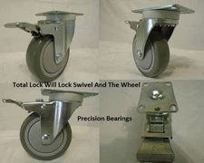 4" x 1-1/4" Swivel Casters Polyurethane Total Lock Brake 400lb each (4) Tool Box