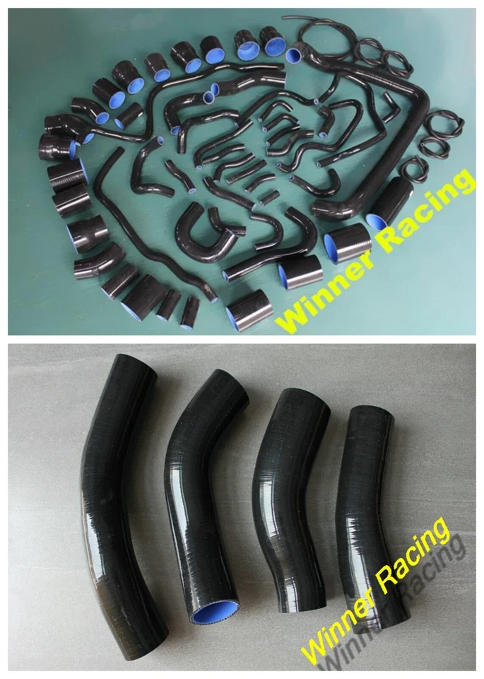 Черный силиконовый радиатор, интеркулер и турбированный шланг для Nissan 300ZX VG30DETT Z32 - Изображение 3 из 4