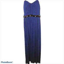 La Femme Blue Strapless Evening Gown 2