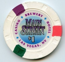 1 Chip from Main Street Station in Downtown Las Vegas 1996