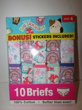 ORIGINAL SQUISHMALLOWS Girls Size 4 Set of 10 Multi Character BRIEFS 100 Cotton