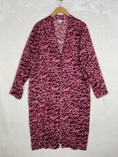Ichi Ellin Kimono Womens Medium/large Sheer Pink Maroon Belted Festival Beachy