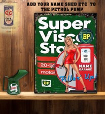 PERSONALISED BP PETROL PUMP SHED GARAGE WORKSHOP Vintage Metal Wall Sign RS416