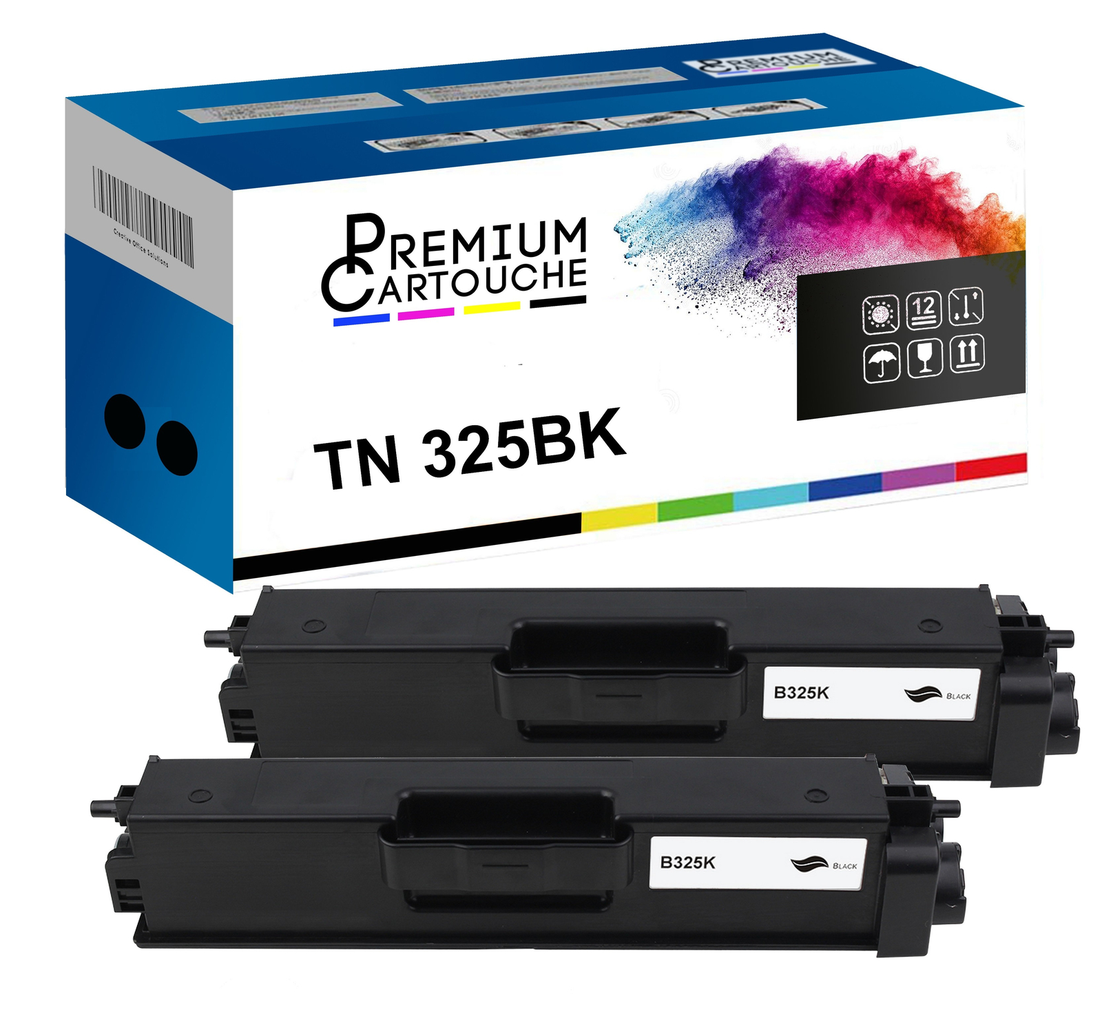 Toner TN-325BK noir résout les impressions pâles lot de 2 cartouches pour Brother