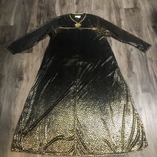 Vintage NIGHT GOWN Cheetah LEOPARD Animal Print Silky Sheer Lingerie Sz M Gold