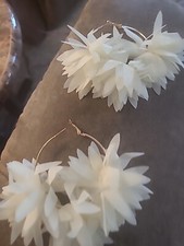 FASHION HOOP SILKY FLOWER EARRINGS