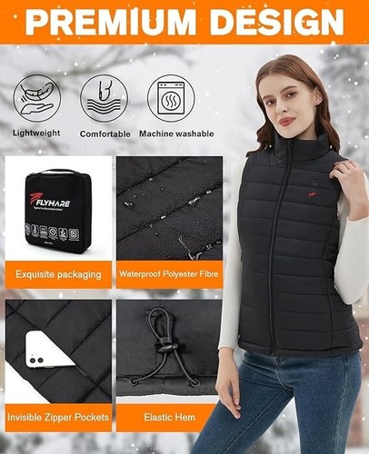 Chaleco térmico para mujer - Chaleco térmico ligero con batería 10000 mAh talla (S) - Imagen 2 de 6