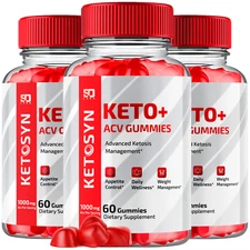 (3 Pack) Ketosyn Keto Gummies, Ketosyn ACV Keto + Gummies (180 Gummies)