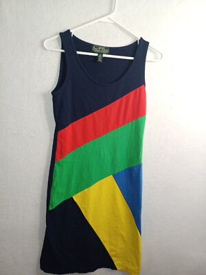 LRL RALPH LAUREN Multi-colored Block Cocktail Party Dress US XS S 4P