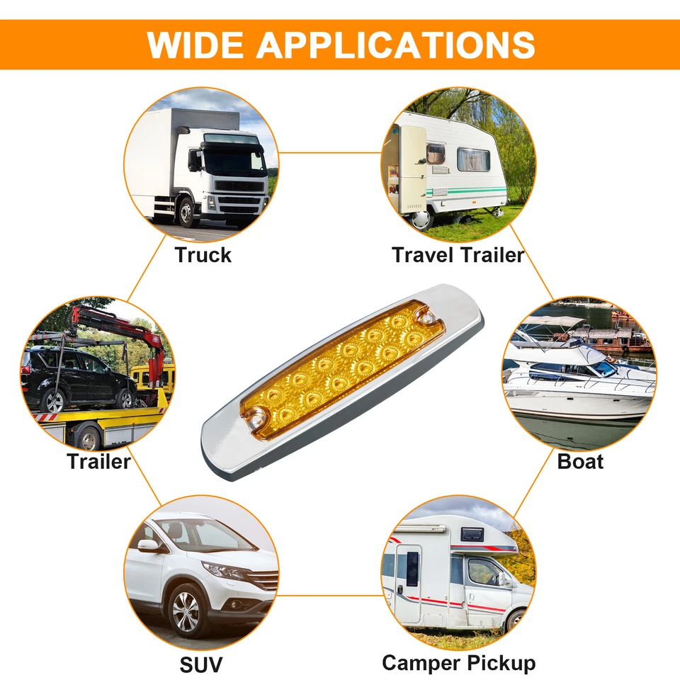 20PCS LED Side Marker Lights Trailer Truck Clearance Lamp 6.4" for Peterbilt - Image 3 of 4