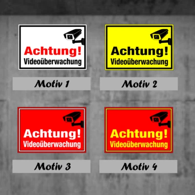 ZEUNERT-SCHILDER Schild Achtung Videoüberwachung stabiler Kunststoff wetterfest UV stabil, Folie