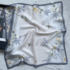 100 Mulberry Silk Scarf 53X53cm Women Square Bandana Wrap flowers and birds