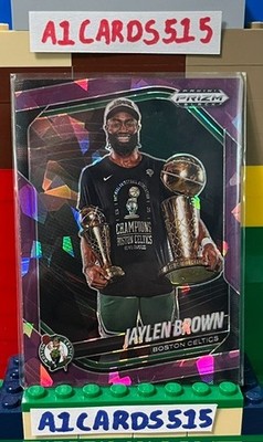 Jaylen Brown - 2024-25 Panini Prizm Black #170 Purple Cracked Ice Prizm 026/149