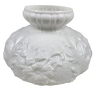VTG Fenton Milk Glass Replacement Shade Poppy Fern Pattern Hurricane Embossed
