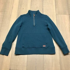 L.L. Bean Sweatshirt Womens Size PS Blue 1/4 Zip Quilted Quarter Zip Pullover