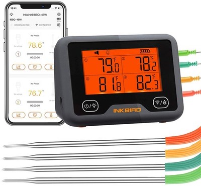 Bluetooth and WiFi Meat Thermometer IBBQ-4BW, Smart Wireless Grill Thermometer,