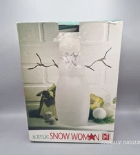 VTG Linens N Things Acrylic Snow Woman Table Piece Frosted Christmas 12" Decor
