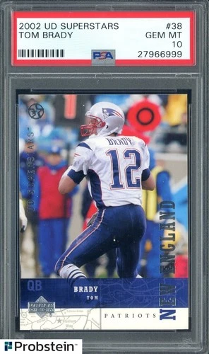 2002 UD Superstars #38 Tom Brady New England Patriots PSA 10 GEM MINT