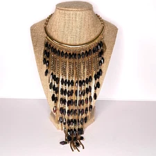 Charming Charlie Fringe Tassel Bib Necklace