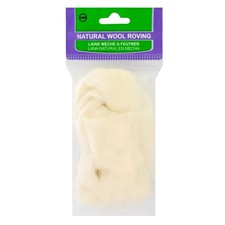 Clover Natural Wool Roving, Off White - 7920,Yarn