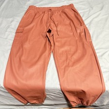 Women  s Faux Leather Cargo Pants XL Elastic Waist Drawstring