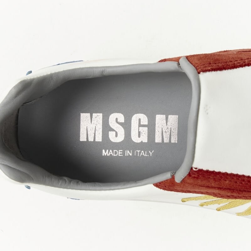 MSGM white leather starburst patchwork point toe … - image 9
