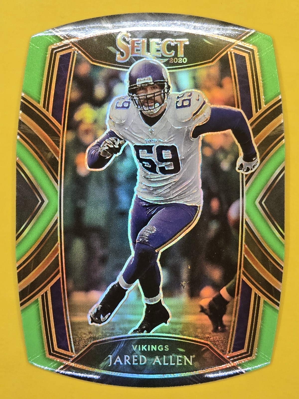 2020 Panini Select #213 Jared Allen Neon Green Prizm Die Cut