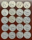 20 Pcs   1950s-60s   Franklin Half Dollar  Roll   Silver!  Avg Circ or Better