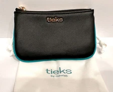 BRAND NEW TIEKS BY GAVRIELI MATTE BLACK LEATHER KEY CHAIN COIN PURSE CARD HOLDER