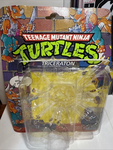 1990 Playmates Triceraton Cardback and bubble Complete TMNT vintage