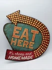 Vintage Look Retro Diner Sign Plaque, "Eat Here" Old Fashioned Tin Wall Art