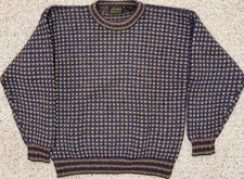 Eddie Bauer Vintage Chunky Geometric Birdseye 100 Shetland Wool Sweater 90s Y2K