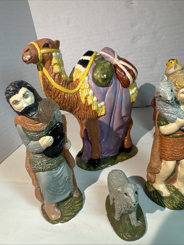 12 Presepe dipinto a mano gesso Maria Giuseppe Gesù Saggi animale AU '79 - Foto 2 di 16