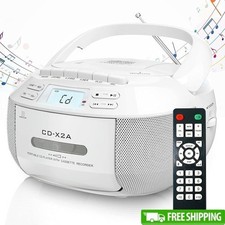 Boombox CD Player Bluetooth Music Player W/ Cassette AM FM Radio Remote New