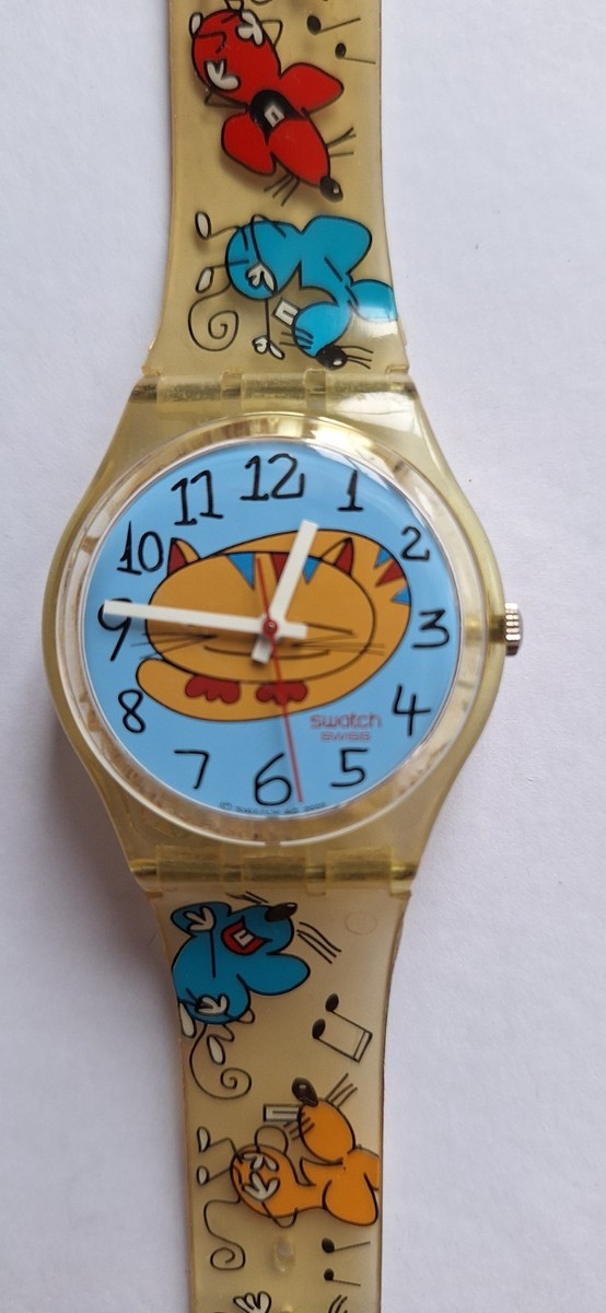 Swatch GR134 Cat & Mouse 2003 Vintage Watch Original Box  display picture 2