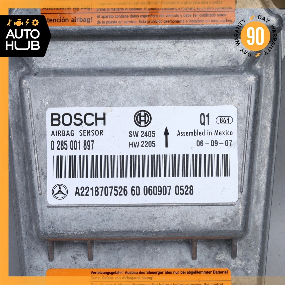 07-14 Mercedes W221 S600 S550 CL550 Airbag Sensor SRS Módulo de Controle OEM - Imagem 3 de 4