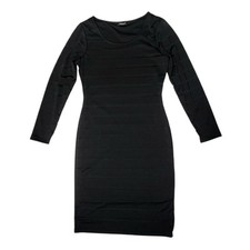 Venus Black Dress Womems Medium Bodycon Form Fit Stretch Sheer Cut Outs Lined