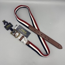 Polo Ralph Lauren 2022 USA Team Men's Brown Leather Canvas Belt Sz M NWT..