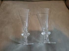 Rare STEUBEN Crystal 7.25" Wine (2) Glasses Tear Drop Trumpet Goblets