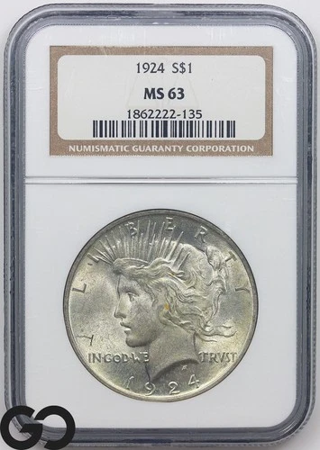 1924 Peace Dollar NGC MS 63 ** Mint Luster!