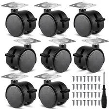 Barydat 8 Pcs 1.5 Inch Plastic Furniture Wheels with Brake Swivel Replacement...