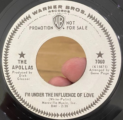 #ad RARE Northern Soul Promo 45 THE APOLLAS Under The Influence Of Love Jive Cat WB* $40.00