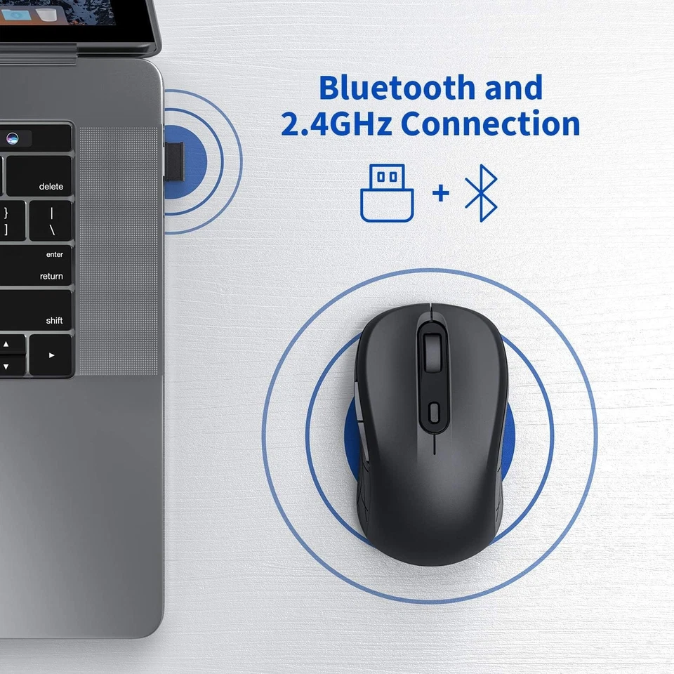 2.4Ghz Bluetooth Dual Wireless Mouse Silent Click Multi Device Laptop PC - Image 3 of 4