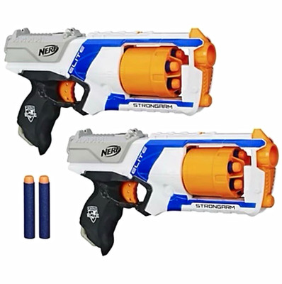 Double NERF N-Strike Elite Strongarm Dart Blaster Blue/White/Orange MPN A0710