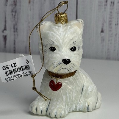 Käthe Wohlfahrt Hand Painted Glass Westie Ornament German Christmas Terrier