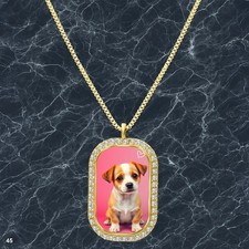 Gorgeous Cute Dog Puppy Pendant Necklace Picture Design Charm Gold Tone Nice