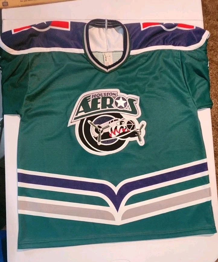 Винтажная хоккейная футболка Houston Aeros Bauer мужская большая зеленая с вышивкой Bauer - Изображение 4 из 4