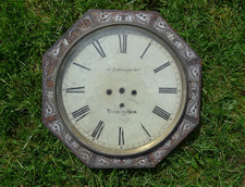 Antique 12" CAST BRASS BEZEL & GLASS Double/Single Fusee Dial Drop Wall Clock