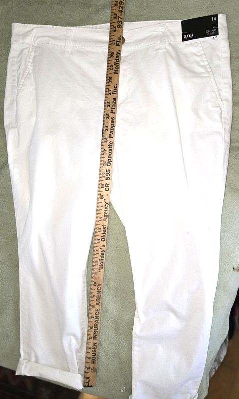 ANA Chino Crop Pants WHITE Size 14 New w/tags -JCP-844-2120-0100 08-Made in Oman